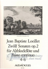 Zwölf Sonaten op. 2 für Altblockflöte und Basso continuo (4-6)