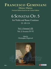 6 Sonatas Op. 5 (H. 109-114) for Violin and Basso Continuo