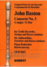 Concerto no. 3 in G major for Treble Recorder, Strings and Basso continuo