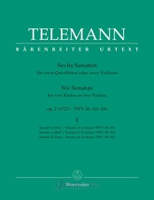 Six Sonatas for two Flutes or two Violins op. 2, TWV 40:101-103